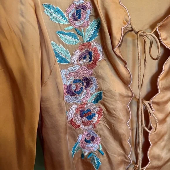 Free People Orange Floral Embroidered Blouse - Picture 2 of 4